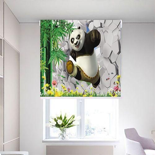 Modern living room with custom printed blinds